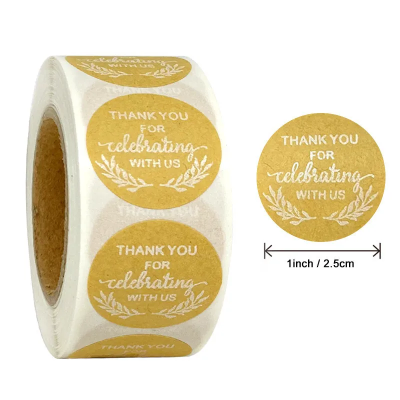 500pcs/roll 감사합니다 스티커 결혼 선물을위한 수제 스티커 크리스마스 카드 포장 문구 패스트 푸드 레이블 종이 도구
