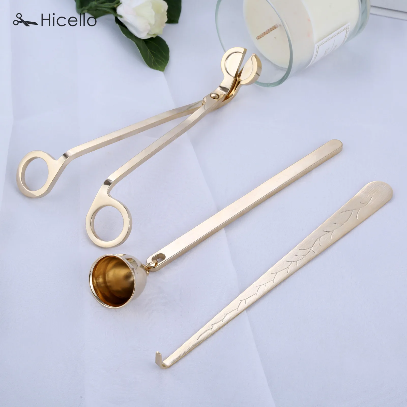 Candle Accessories Snuffer Trimmer Hook scissors Stainless Steel Wicks Dipper Cover Home Decoration Gold Silver Bronze 3pcs/set candle wick trimmer candle snuffer