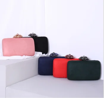 

XIYUAN Fuchsia Women Crystal Evening Clutch Bags Formal Dinner messenger bags Rhinestones Handbags and Purses Bridal Bag gift