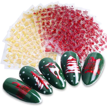 

1pcs Nail Sticker Snowflake Elk Snowman 3D Sliders For Nails Christmas Letters Design Manicure Red Gold Decor Tips JISTZG041-049