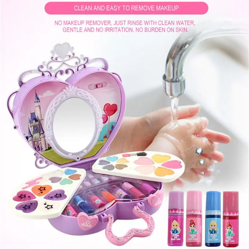 Shiny Princess Suitcase Cosmetic Case Lighting with Mirror Glamour Little Girl