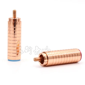 

2pcs/set RCA plug plated purple copper plug coaxial audio cable plug HIFI HI-END audio signal plug
