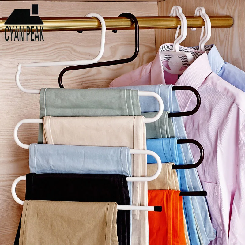 Iron 5 Layers S Type Multifunction Pants Hangers Holders Trousers