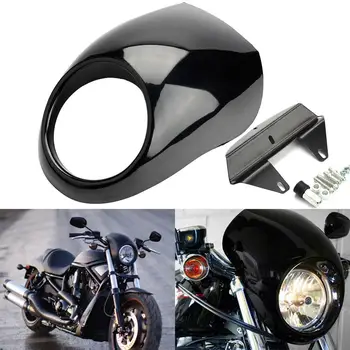 

Motorcycle Head Light Mask Headlight Fairing Front Cowl Fork Mount Motorcycle Headlight Accessories Black Color