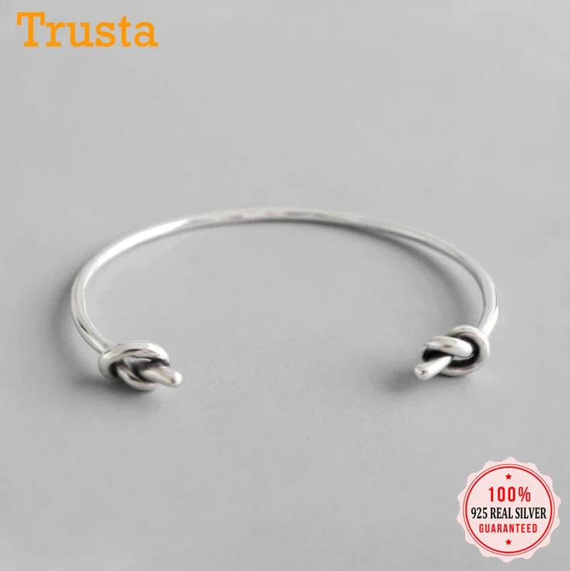Trustdavis 1 Pcs New 925 Sterling Silver Jewelry Knot Adjustable Bangle Bracelet For Women Girls Wedding Gift DS2318