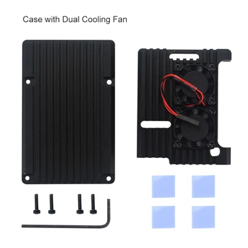 

Aluminum Case with Dual Cooling Fan for Raspberry Pi 4/3 Model B+ Metal Shell Black Enclosure Raspberry Pi 4/3 Model B+ Case