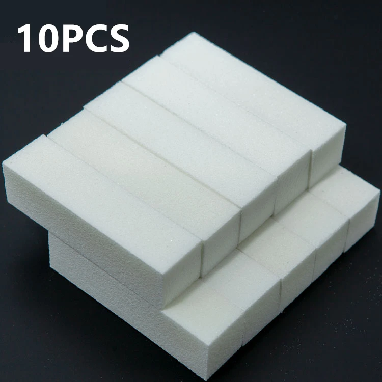 

10Pcs White Nail Art Buffer Blocks Sanding Polishing Sponge Nail Files Fingernail Toe Buffing Grinding Manicure Tools