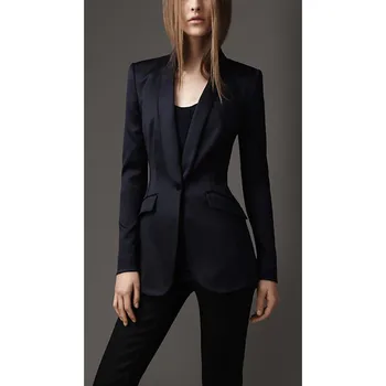 

Handsome Fashion Black Women Tuxedos Shawl Lapel Suits For Women One Button Business Women Suits