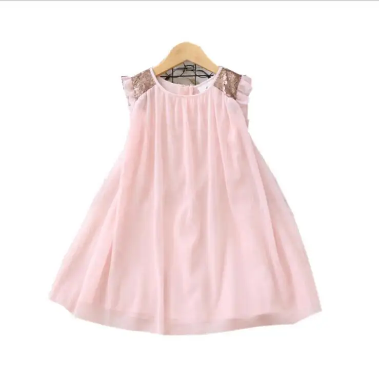 Розовые фатиновые платья с блестками для девочек; детское платье принцессы в европейском стиле; милое детское платье; одежда для малышей