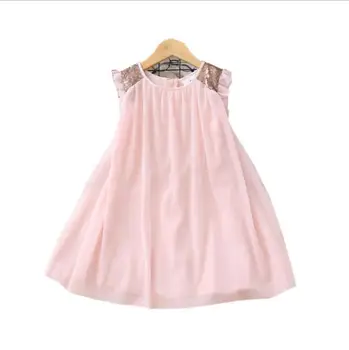 

pink girls sequins tulle dresses European Kids princess dress cute Children dress baby clothing