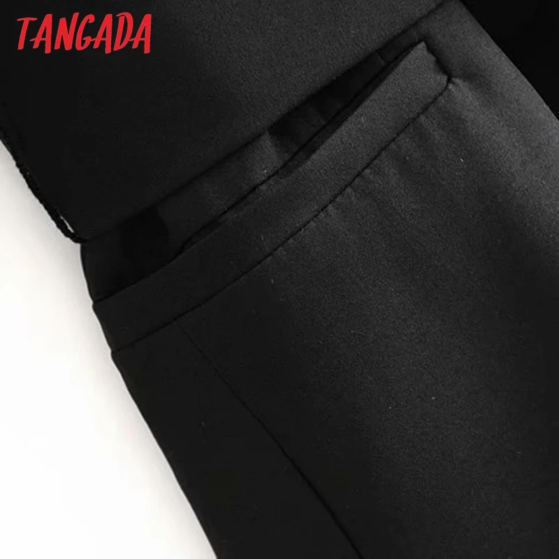 Tangada женское элегантное черное платье-блейзер с поясом с длинным рукавом Винтажный стиль женское офисное мини-платье vestidos 6P20