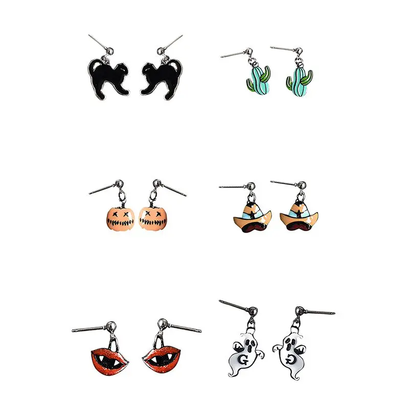 

HOT SALE Women Style Vintage Personality Halloween Party Cat Shape Mental Dangle Earrings