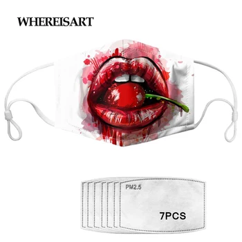 

WHEREISART Unisex Sexy Lips Mouth Maskes High Elastic Adjustable Anti Dust Fog Face Mouth Mask