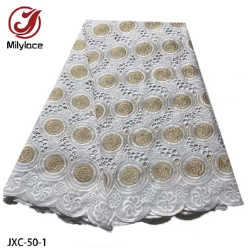 

100% Cotton Lace Fabrics 2019 High Quality French Swiss Voile Embroidery Lace Fabric 5Yards Wedding for Dress JXC-50