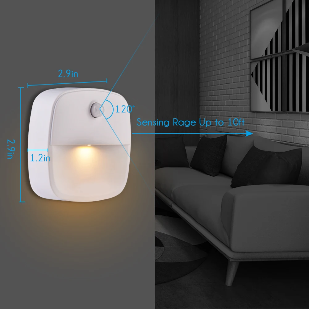 

Motion Sensor Night Light 2 PCS Stick-On LED Light Magnetic Infrared Wall Lamp Cabinet Stairs Light Battery-Powered Night Light