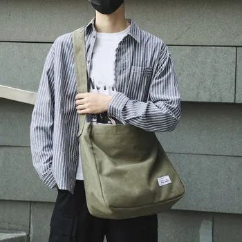 

Unisex Solid Color Wearable Zipper Canvas Bag Shoulder Bag Messenger Bag Large Capacity School Bag Женская сумка через плечо