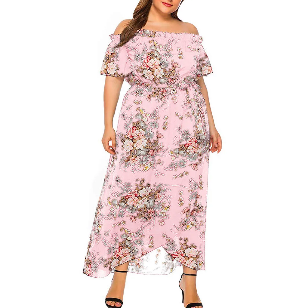 B Платье Женское vestidos de verano vestido ropa mujer платья vestidos mujer robe повседневное XL-5XL с коротким рукавом и принтом Z4 - Цвет: B