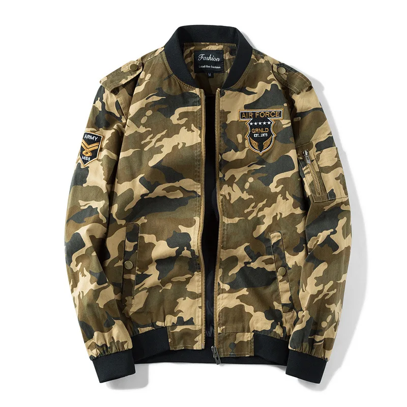 

Autumn Men Jacket Camouflage Pure Cotton Army Workwear Coat Loose And Plus-sized Casual Jacket
