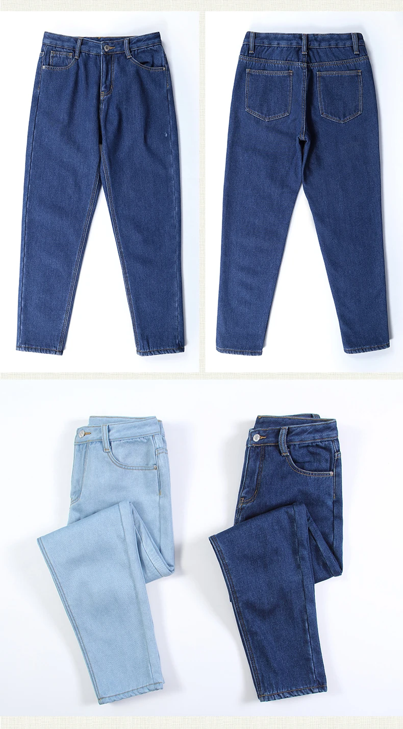 Зимние Джинсы женские новые с высокой талией теплые флисовые хлопковые джинсовые брюки винтажные свободные плотные повседневные шаровары джинсы для мамы