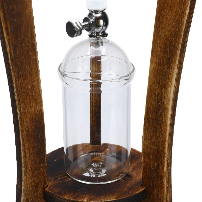  Cold Brew Coffee Maker 600ml Cold Drip Ice Syphon Coffee Pot Glass Dutch Brew Machine with Wood Fra - 4000063692558