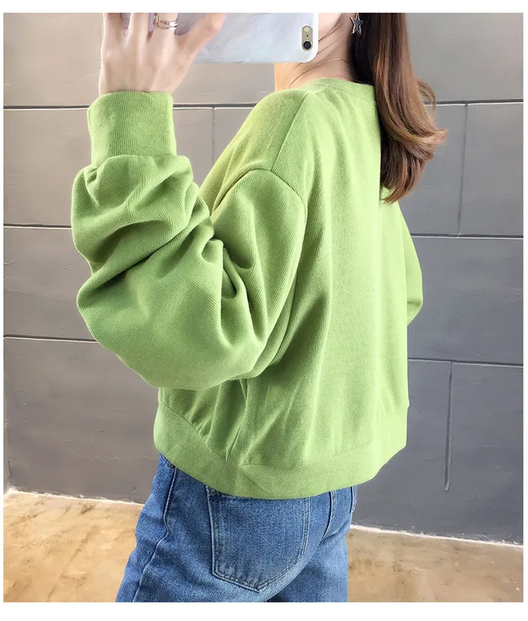 AliExpress свитер с длинными рукавами на осень и зиму Короткие Модные Разноцветные модели в Корейском стиле с принтом