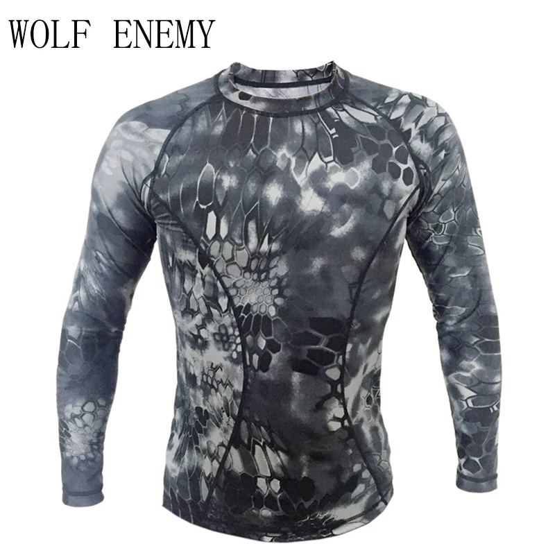 Облегающая компрессионная армейская футболка Kryptek дышащая тактическая с длинным