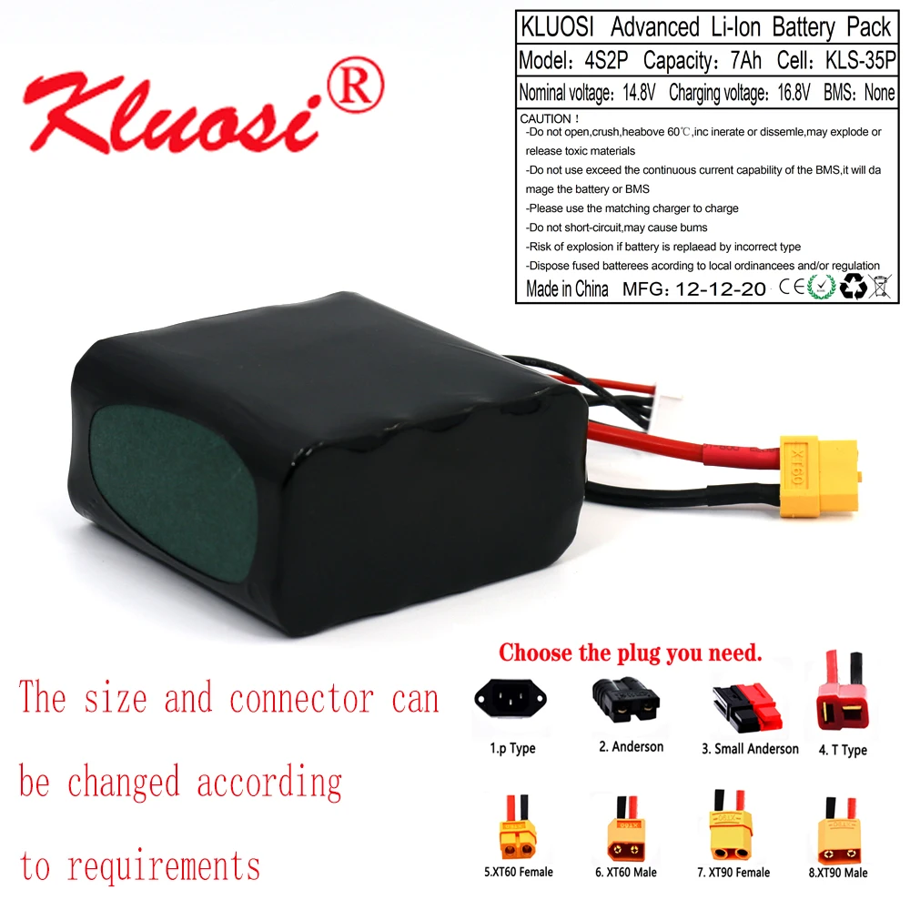 KLUOSI 4S2P 14 8 V 7Ah 16 ионно литиевая Батарея высокое Ёмкость Бла (беспилотный
