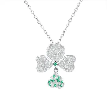 

Strollgirl 100% 925 Sterling Silver Romantic Four-leaf Clovers Necklaces & Pendants with CZ for Women fine Jewelry Free Delivery