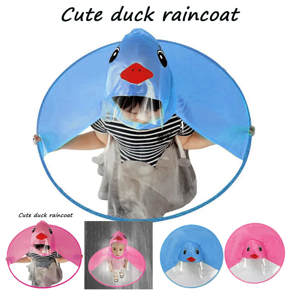 Милый плащ-дождевик с изображением утки из мультфильма; детский плащ-дождевик; UFO; детская шапка с зонтиком; волшебные топы для мальчиков и девочек; ветрозащитное пончо для малышей; L* 5