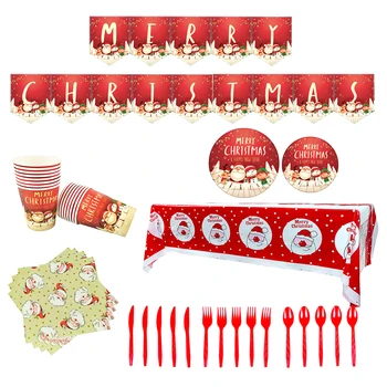 

Multifunction Cutters Paper Kitchen Forks Spoons Festival Disposable Dinnerware Set Printed Holiday For Christmas Party Supplies