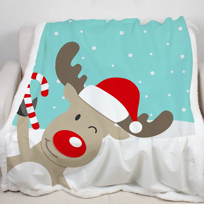 Merry Christmas Blanket Decorations For Bed Sofa Cartoon Microfiber Floor Blankets Pads New Year Xmas Party Decoration