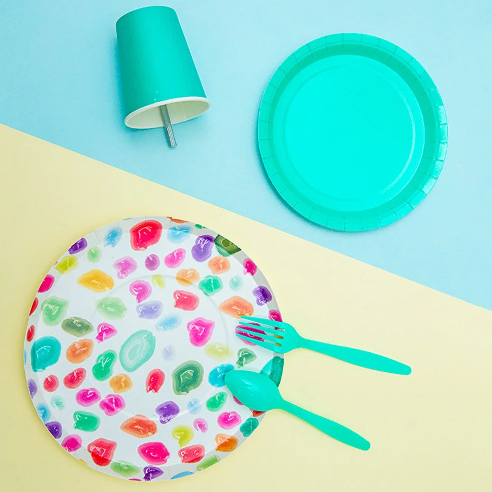 

8pcs Environmental Disposable Tableware Party Decoration Paper Plate Cake Dishes For Kids Birthday Party Supplies Wedding Plates
