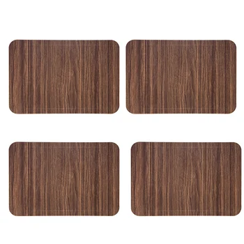 

4Pcs Imitation Wood Grain Placemat PU Pad Waterproof Non Slip Table Mats Insulated Coaster Home Wedding Decoration Dinner Placem