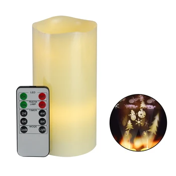 

Tealight Lamp Party Wedding Kids Gift With Remote Control New Year LED Candle Snow Projector Christmas Decoration Night Light