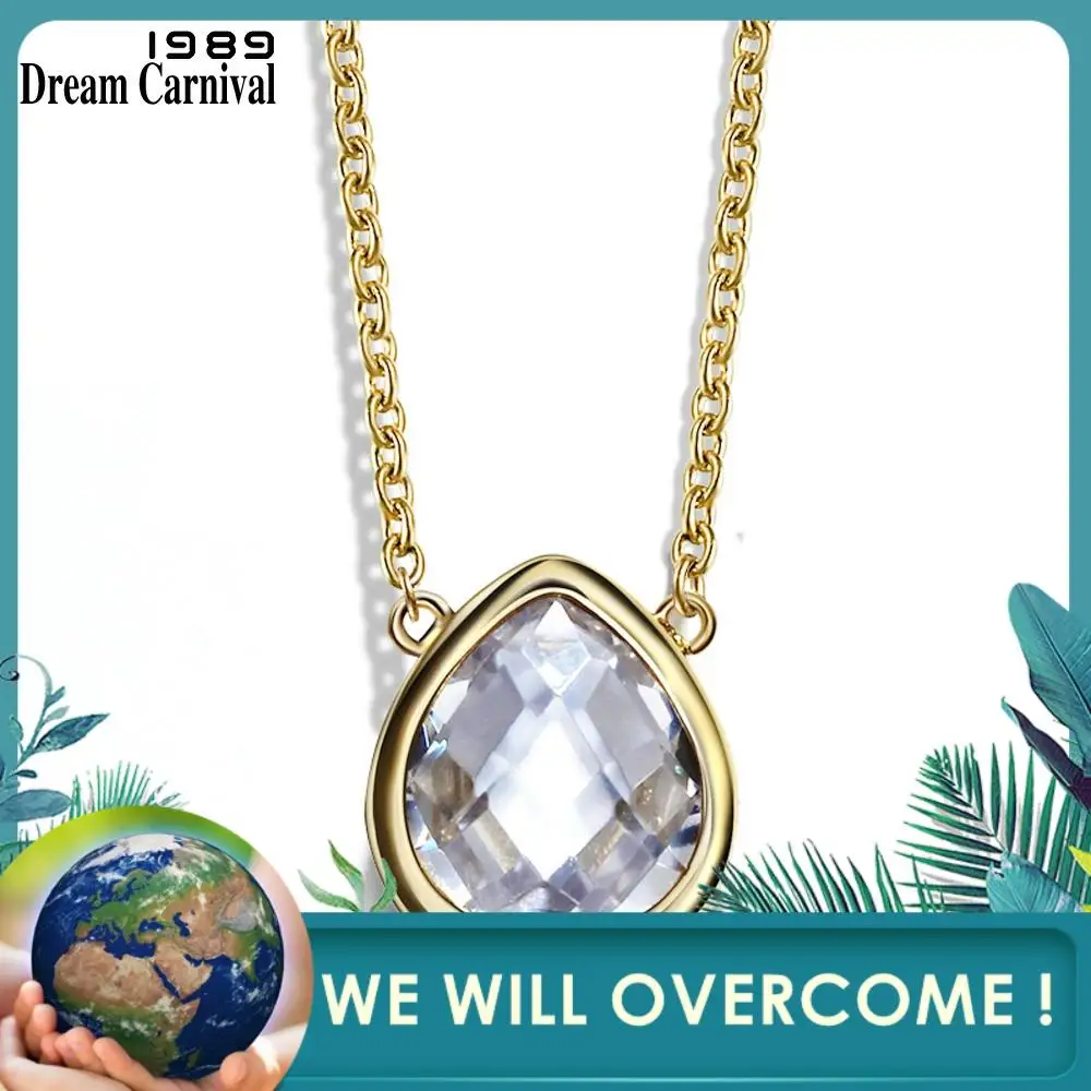 DreamCarnival 1989 Teardrop CZ Anhänger Halskette für Frauen Beiläufige Partei Juwelen Fabrik Direkt Gold Farbe Collier Bijoux Collana-in Anhänger aus Schmuck und Accessoires bei