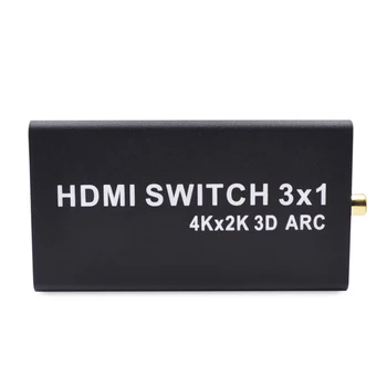 

1080p DC 5V/1A HDMI 4K 1.4 HDMI Switch 3x1 HDMI Switch Audio Extractor ARC 3 Port HDMI Switch Remote 4K For Computer TV XBox
