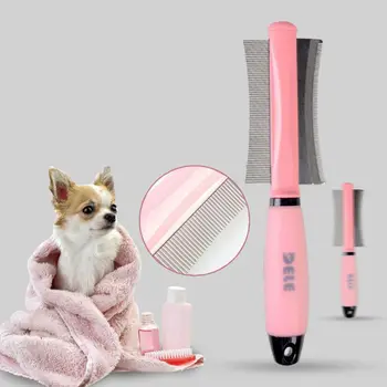 

Pet Dog Hair Removal Double-sided Comb Double Rowed Sided Needles Grooming Comb with Handle for Removing Dog Puppy Loose Hair