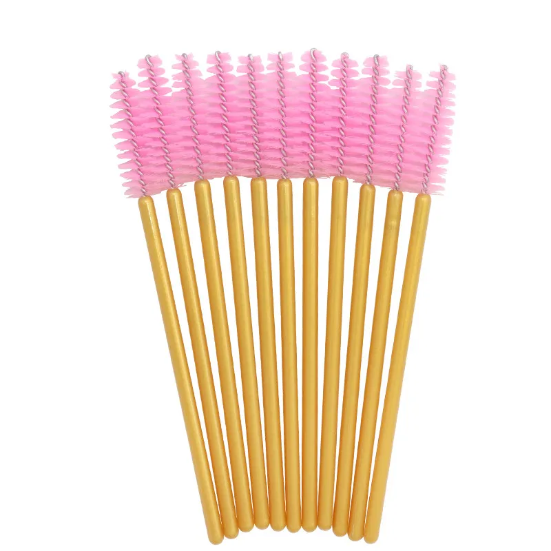 50pcs gold pink 1/50 шт одноразовые нейлоновые палочки для туши для ресниц синие золотистые синие ручки кисти для ресниц кисти для макияжа Инструменты для наращивания ресниц - Handle Color: 50pcs gold pink
