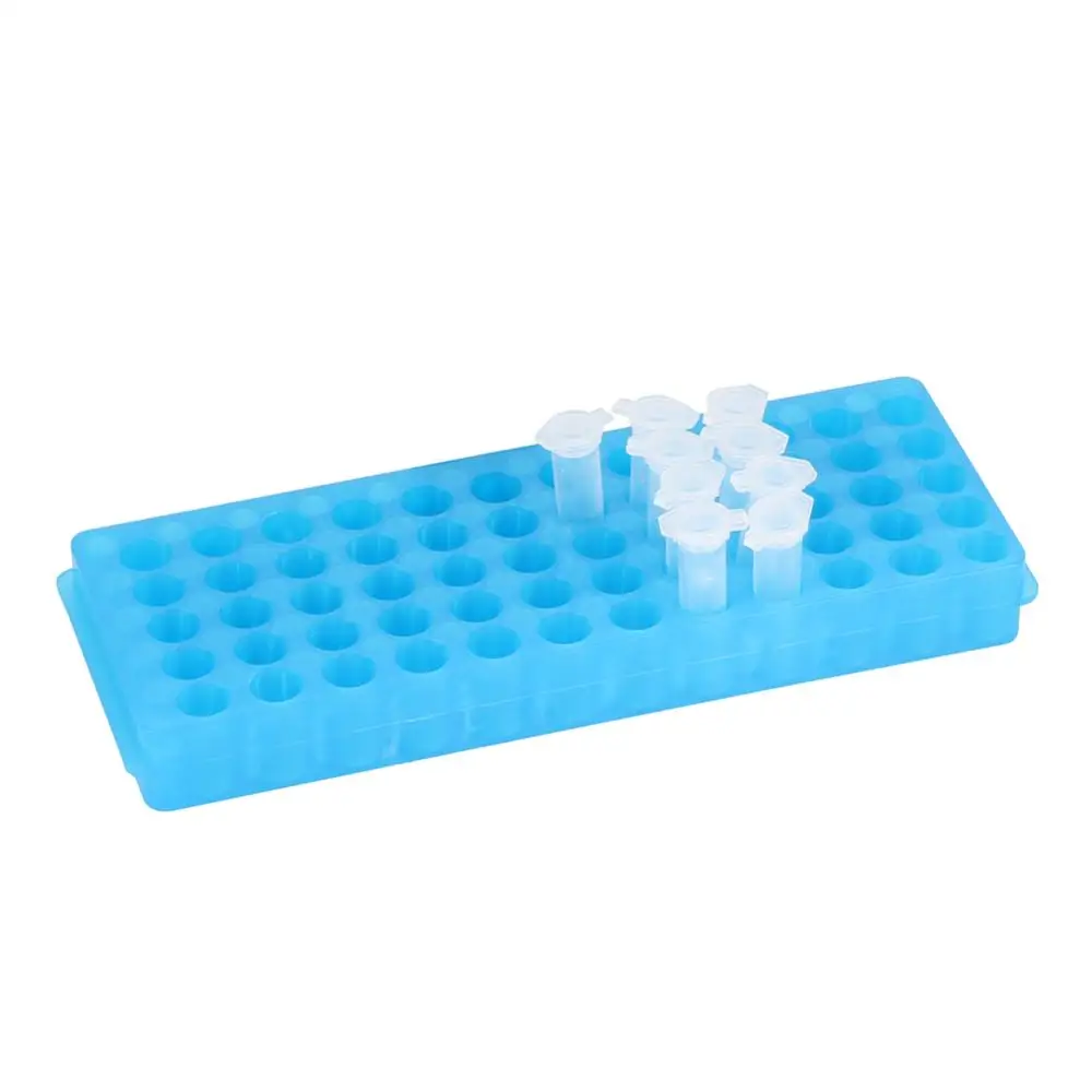 Plastic Centrifuge Tube Holder 2 Side 60 Holes Plastic Centrifuge Tube Rack Laboratory Test Tubes Holder Bracket Rack 0.5ml/1.5ml Centrifuge Vials Stand 1 Pc