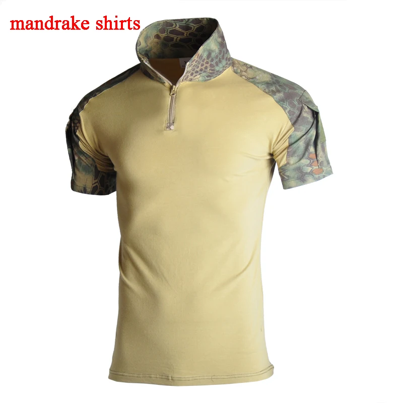 Страйкбол Пейнтбол Камуфляж тактическая одежда и брюки с короткими рукавами охотничья Униформа дышащие унисекс стрельба армейские костюмы - Цвет: shirts mandrake
