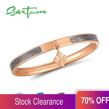 

SANTUZZA Trendy Bangle For Woman Simple Concise Multi-Color Four-leaf Clover Bracelet Bangles Fashion Jewelry HANDMADE Enamel