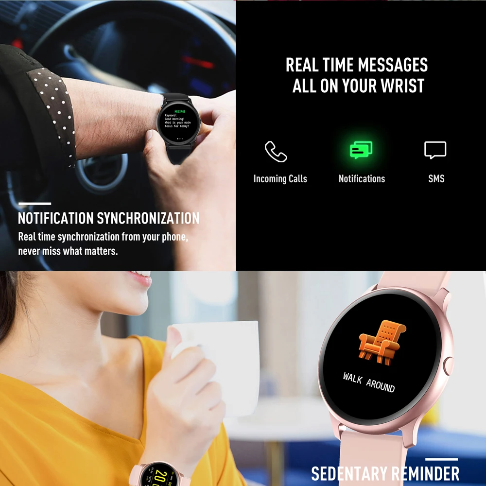 KW19 Waterproof Bluetooth Smart Watch For Women & Man Heart Rate Health Blood Pressure Monitor Sport Weather Forecast Smartwatch