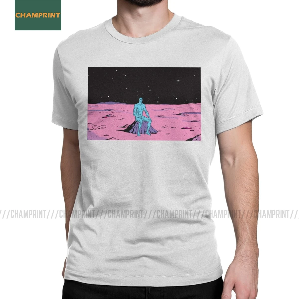 The Watchmen Dr Manhattan Men T Shirt Smiley Novel Alan Moore Emo Nihilist Heroes Fun Tee Short Sleeve T-Shirt Cotton | Мужская одежда