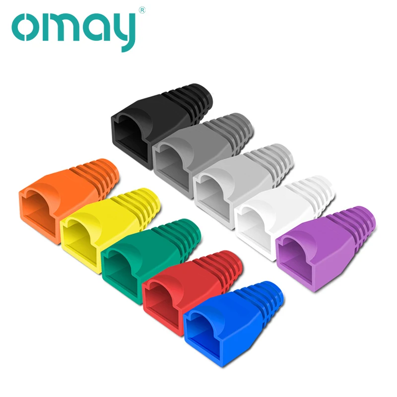 Conector Cat5e Tampa Protetora Tampa do Adaptador Plugues de Cabo de Rede Ethernet Rj45 Cat Manga Multicolor Omay Rj45 Cat6 - Imagem 3