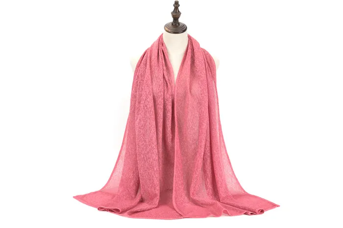 Однотонный женский шарф, шаль мягкая для шеи одежда hijabs леди пашмины тонкие обертки хлопок - Цвет: Красный