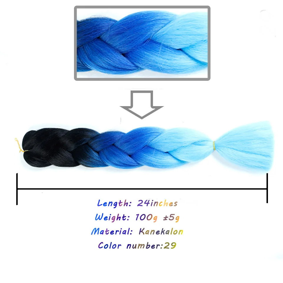 LVHAN Джамбо косички аксессуары для волос длинные Омбре Джамбо синтетические косички волосы крючком блонд серый наращивание африканская вязка - Цвет: T1B/27