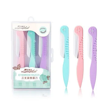 

3Pcs Portable Eyebrow Trimmer Hair Remover Set Women Face Razor Eyebrow Trimmers Blades Shaver For Makeup Cosmetic Kit