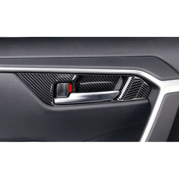 

Car Door Handle Trim Auto Interior Inner Carbon Fiber Black ABS For Toyota RAV4 2019-2020 Parts
