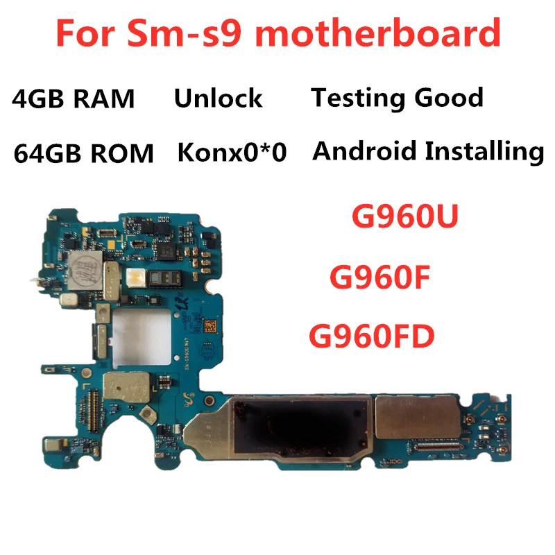 

Original for Samsung Galaxy s9/S9 plus Unlocked mainboard G960F G960FD G960U motherboard With Chips IMEI OS Good Working Logic