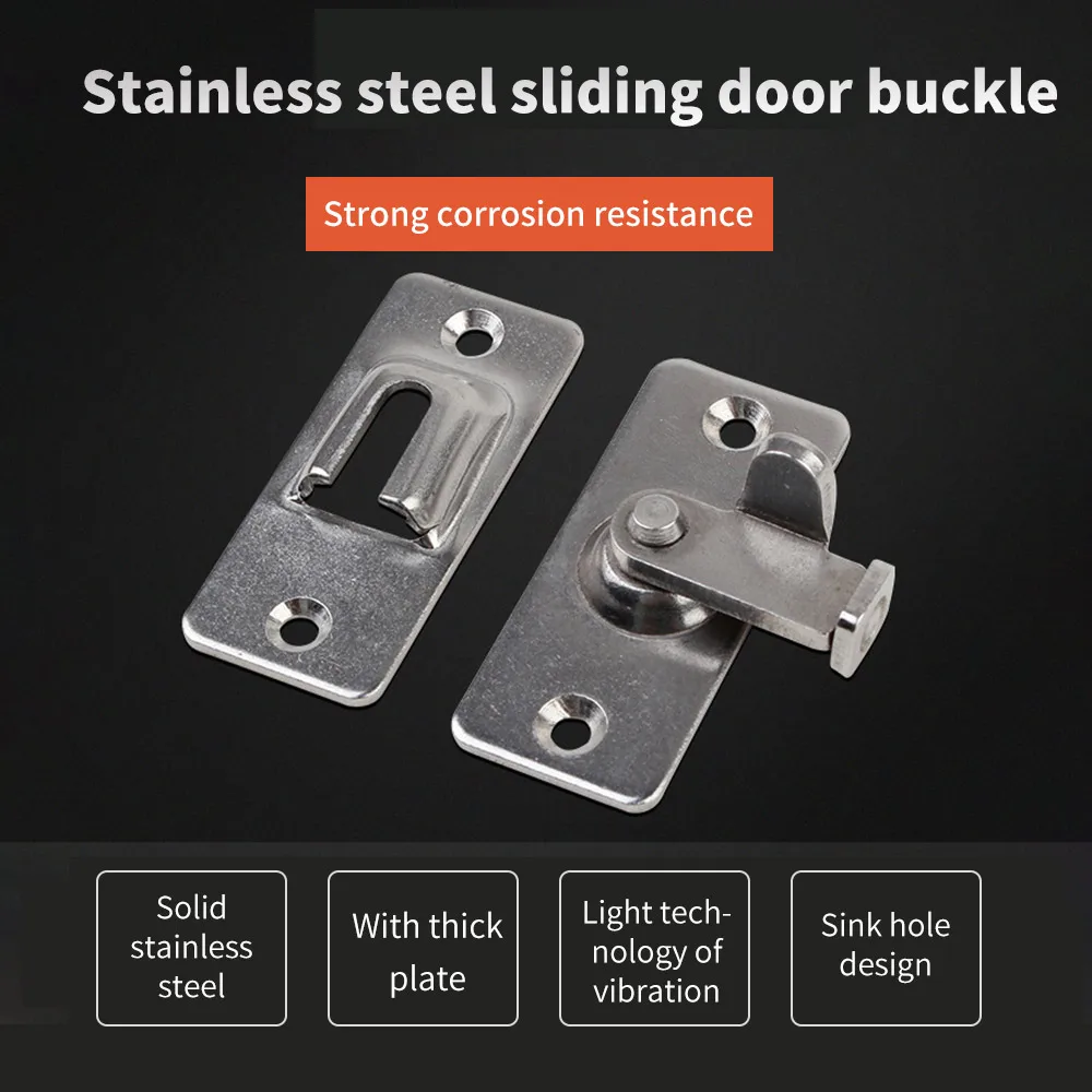 Door And Window Security Cabinet Accessories Buckle Sliding 90 Degree Door Lock Stainless Steel Barrel Bolt